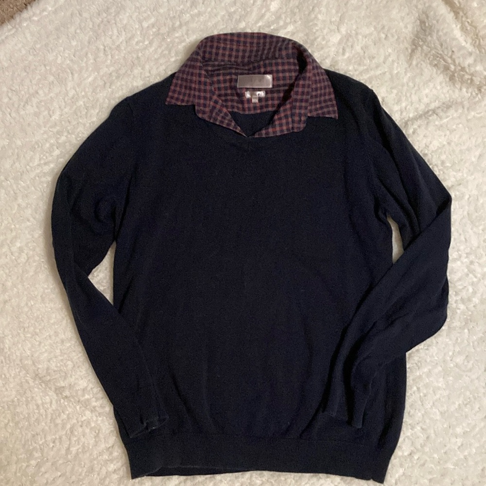 Faux collar sweater
